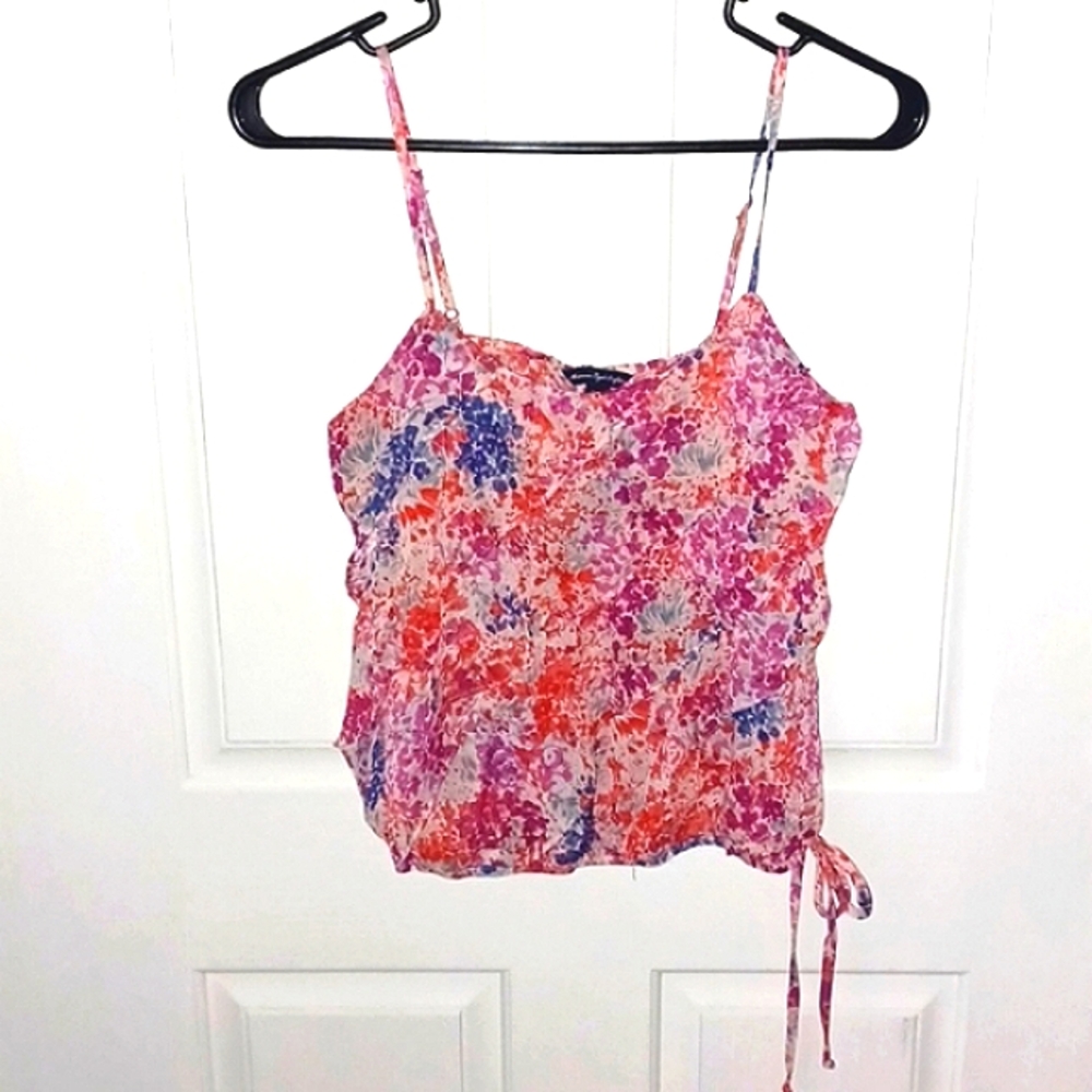 Floral semi-sheer tank